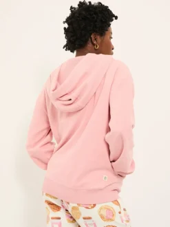 FatFace Imogen Pink Breakfast In Bed Graphic Overhead Hoodie