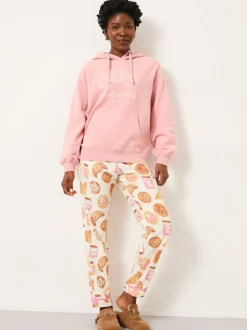 FatFace Imogen Pink Breakfast In Bed Graphic Overhead Hoodie