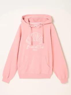 FatFace Imogen Pink Breakfast In Bed Graphic Overhead Hoodie