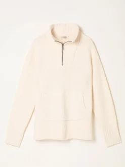 FatFace Ivory Knitted Lounge Half Neck Jumper