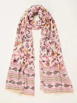 FatFace Ivory Paisley Floral Printed Lightweight Scarf