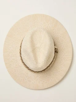 FatFace Ivory Sparkle Fedora Hat