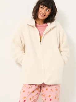 FatFace Ivory Zip Through Snuggle Top