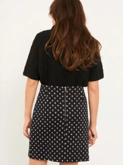 FatFace Jackie Black Metallic Skirt