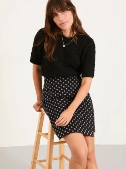 FatFace Jackie Black Metallic Skirt