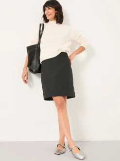 FatFace Jess Charcoal Grey Tweed Mini Skirt