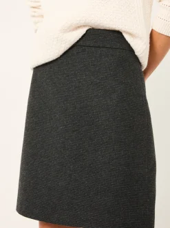 FatFace Jess Charcoal Grey Tweed Mini Skirt