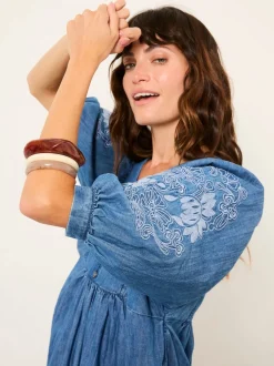 FatFace Jess Indigo Blue Denim Midi Dress