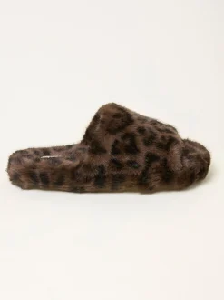 FatFace Kat Black Leopard Slipper
