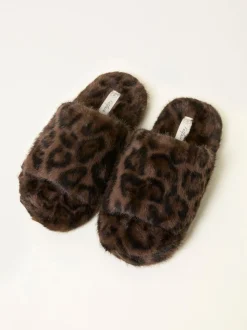 FatFace Kat Black Leopard Slipper