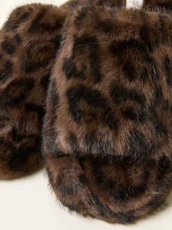 FatFace Kat Black Leopard Slipper