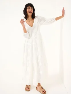 FatFace Kelly White Jacquard Maxi Dress