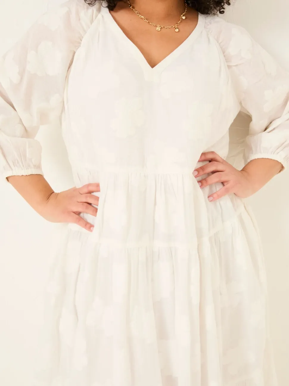 FatFace Kelly White Jacquard Maxi Dress