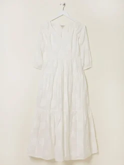 FatFace Kelly White Jacquard Maxi Dress
