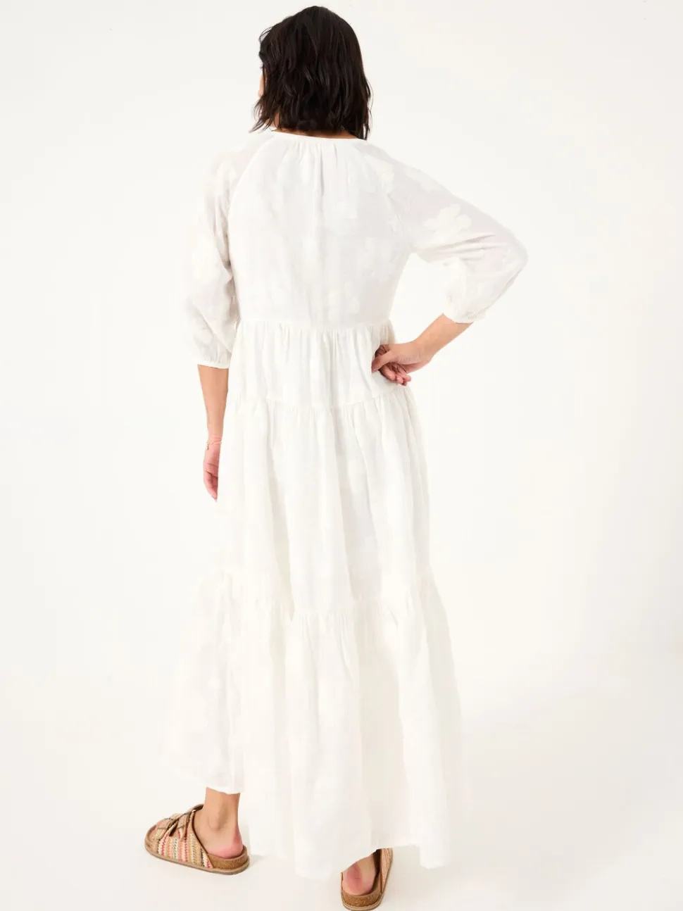 FatFace Kelly White Jacquard Maxi Dress