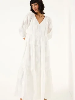 FatFace Kelly White Jacquard Maxi Dress