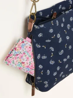 FatFace Kingston Navy Blue Canvas Floral Bee Crossbody Bag