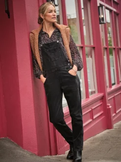 FatFace Lewes Washed Black Dungarees