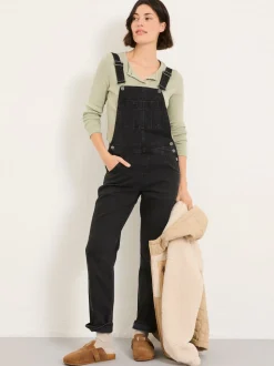 FatFace Lewes Washed Black Dungarees
