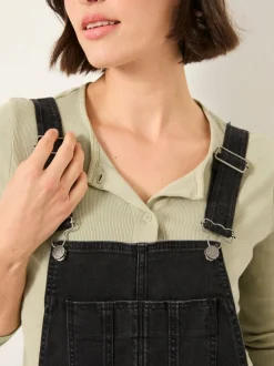 FatFace Lewes Washed Black Dungarees