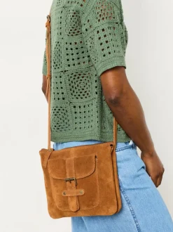 FatFace Libby Tan Brown Suede Crossbody Bag