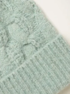 FatFace Light Green Cable Beanie