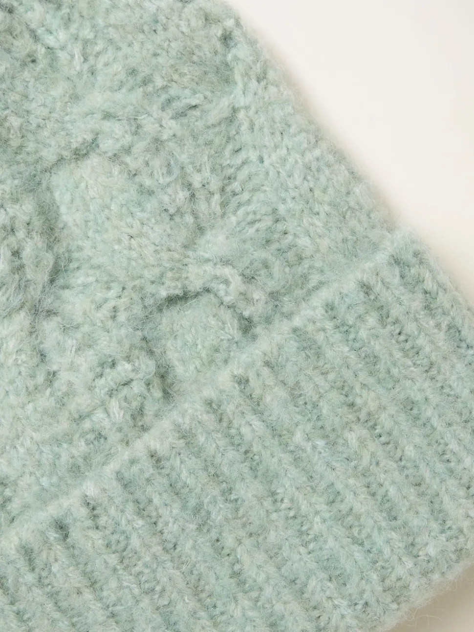 FatFace Light Green Cable Beanie