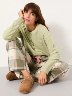FatFace Lola Green Check Pyjama Bottoms