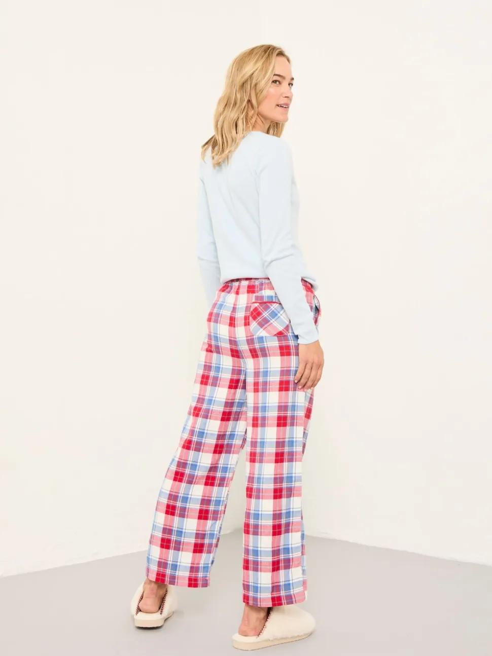 FatFace Lola Red Multi Check Pyjama Bottoms