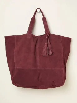 FatFace Margot Burgundy Red Suede Tote Bag