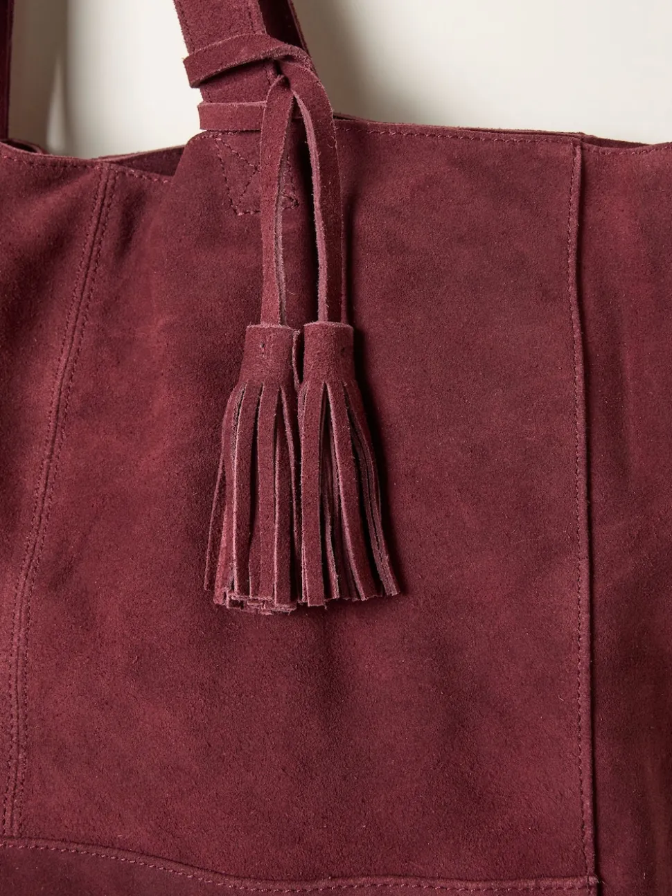 FatFace Margot Burgundy Red Suede Tote Bag