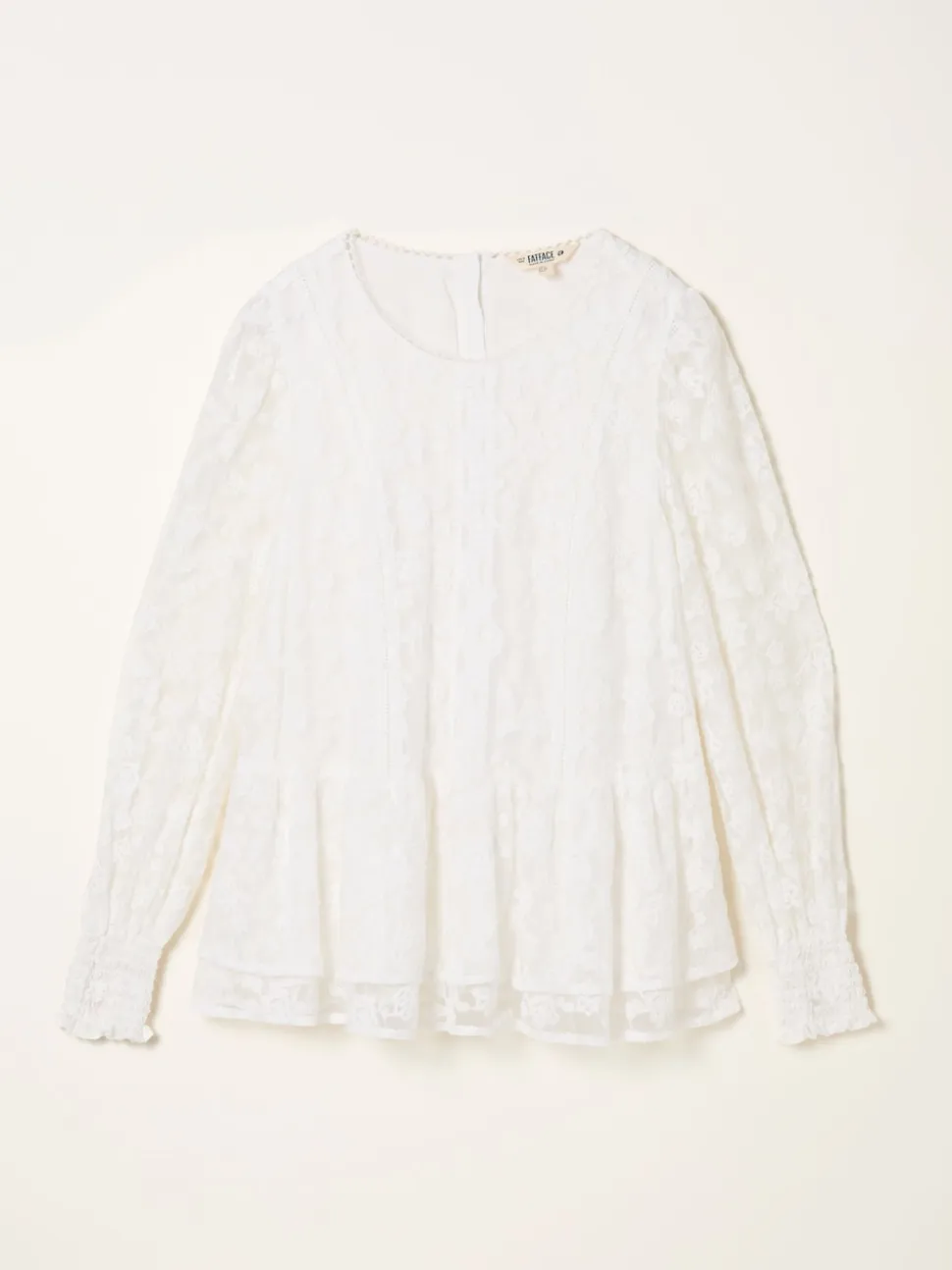 FatFace Marianne Ivory Lace Round Neck Top