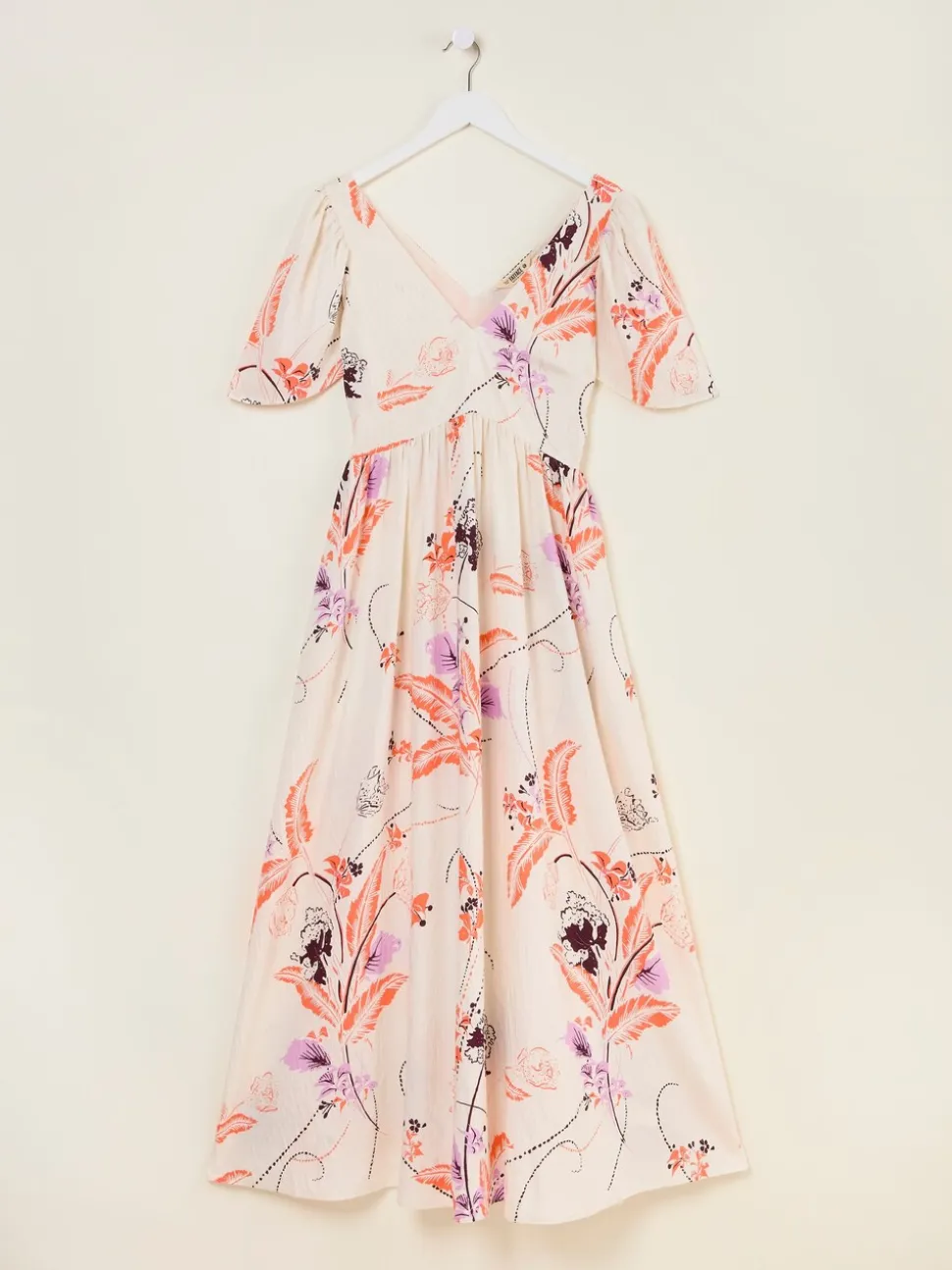 FatFace Marlowe Ivory Gathered Sleeve Printed Maxi Dress