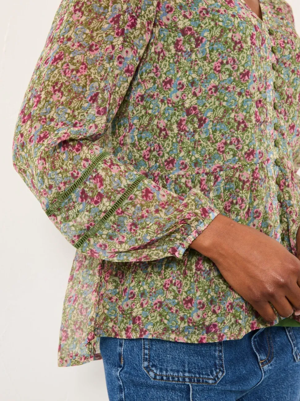 FatFace Mel Green Ditsy Garden Petite Blouse
