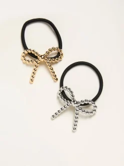 FatFace Multi 2 Pack Metal Bow Hair Ties