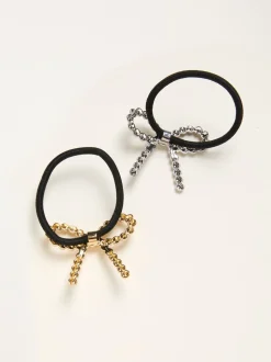 FatFace Multi 2 Pack Metal Bow Hair Ties