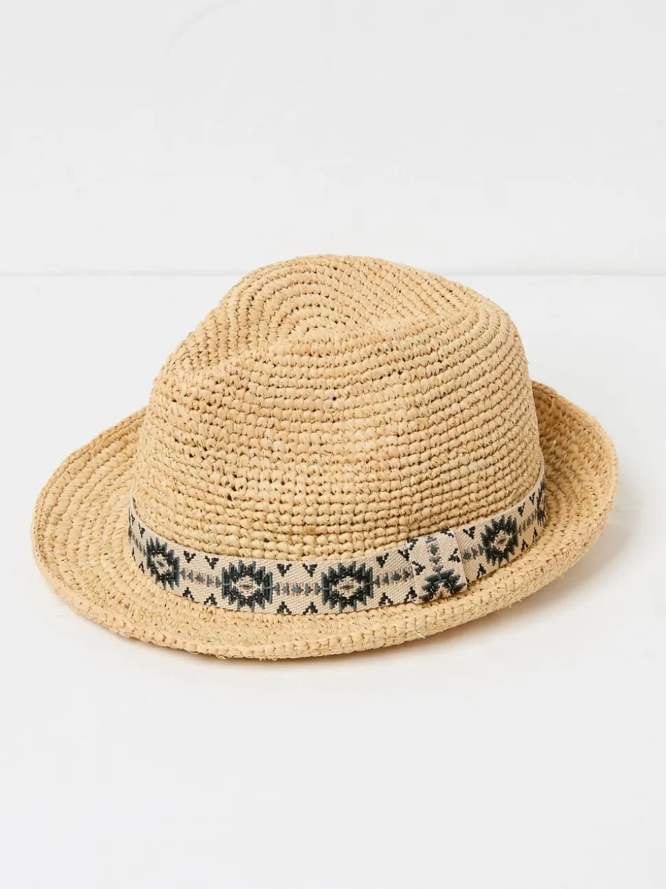 FatFace Natural Straw Trilby Hat