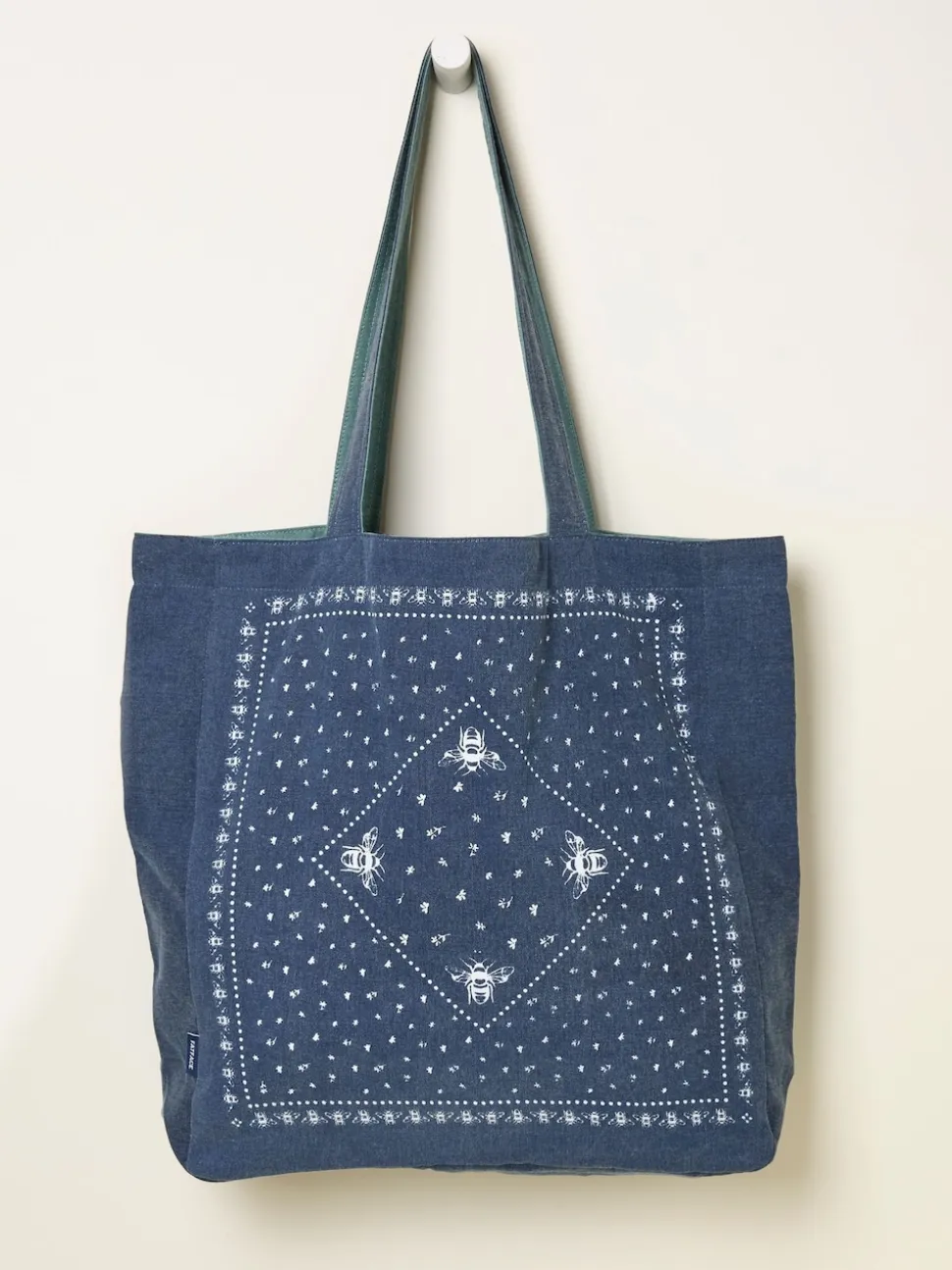 FatFace Navy Bee Bandana Print Reversible Tote Bag