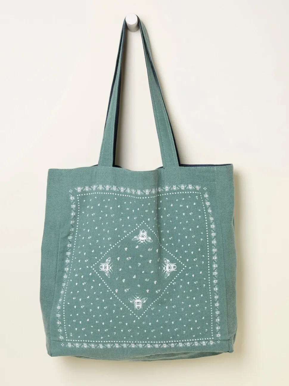 FatFace Navy Bee Bandana Print Reversible Tote Bag