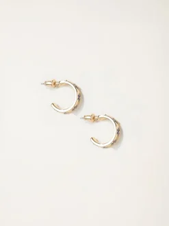 FatFace Navy Blue Enamel Daisy Hoop Earrings