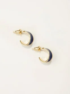 FatFace Navy Blue Enamel Huggie Earrings
