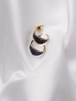 FatFace Navy Blue Enamel Huggie Earrings
