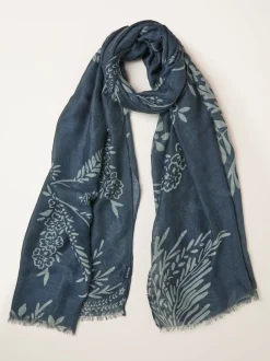 FatFace Navy Blue Summer Meadow Printed Scarf