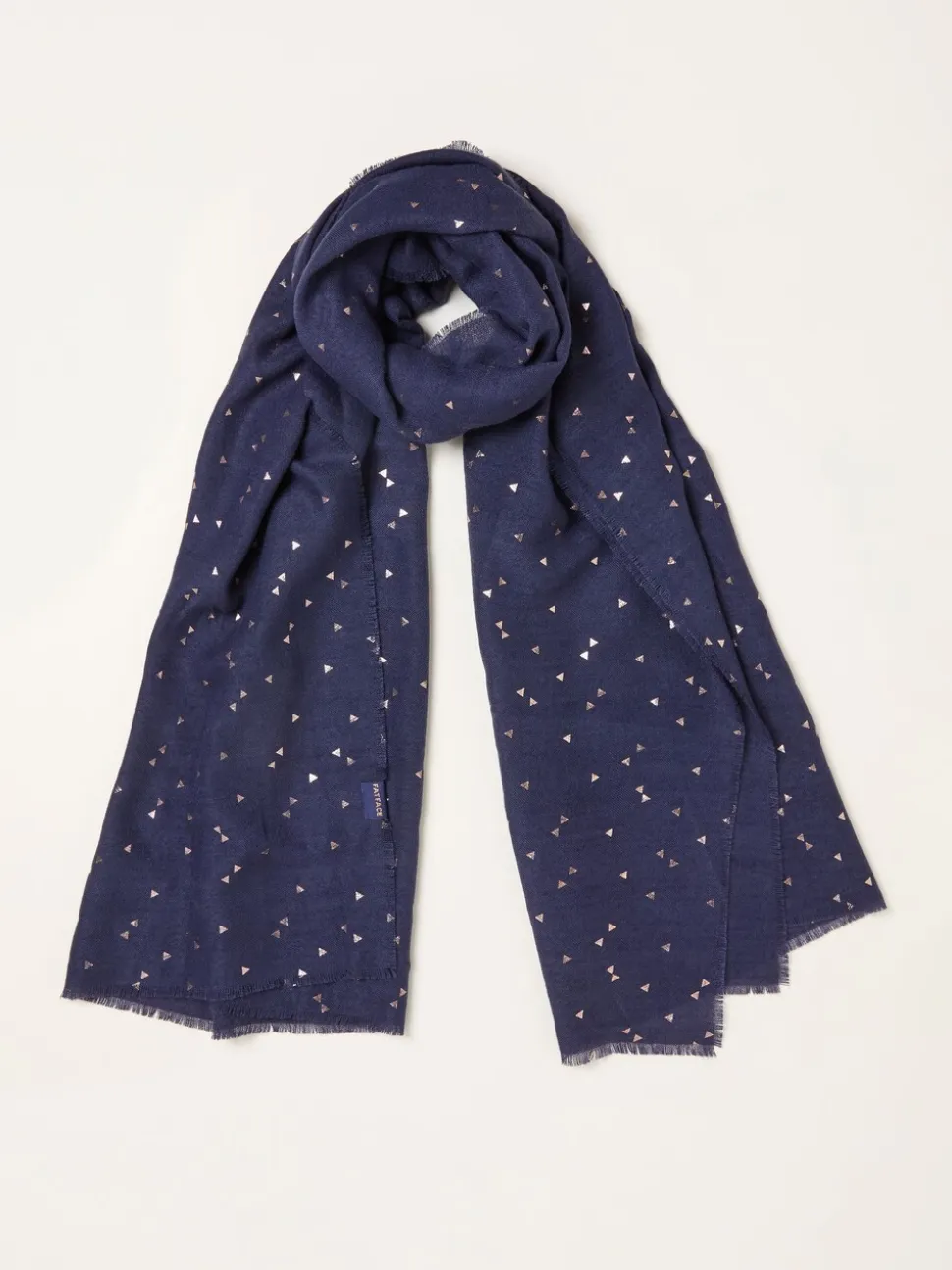 FatFace Navy Triangle Foil Print Scarf