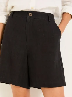 FatFace Nell Black Linen Shorts