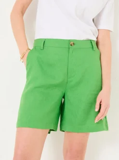 FatFace Nell Green Linen Shorts