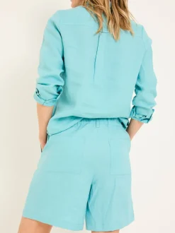 FatFace Nell Turquoise Blue Linen Shorts