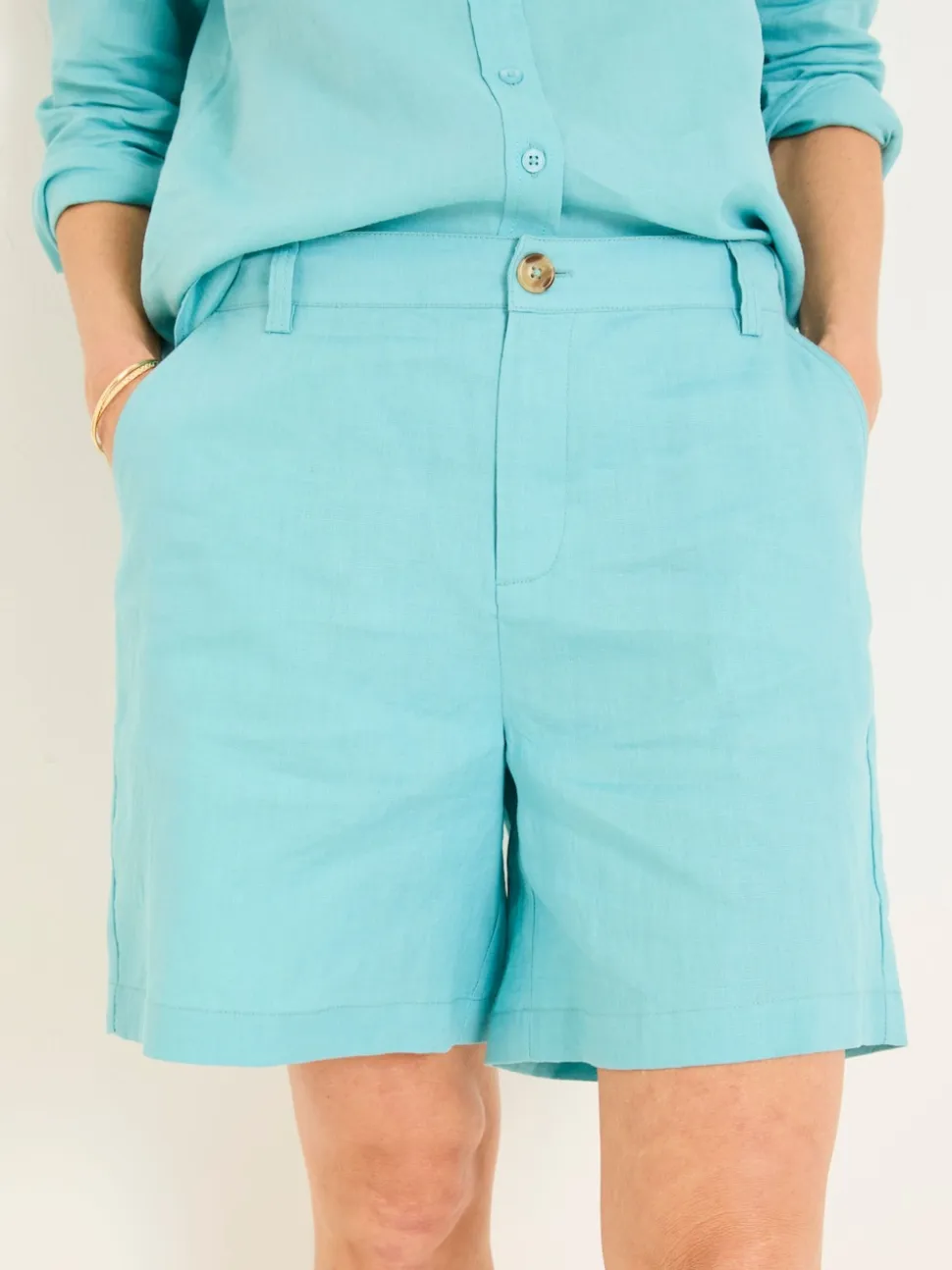 FatFace Nell Turquoise Blue Linen Shorts