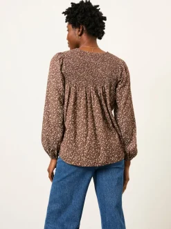 FatFace Nessie Brown Ditsy Blouse