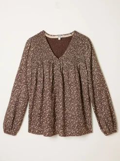 FatFace Nessie Brown Ditsy Blouse